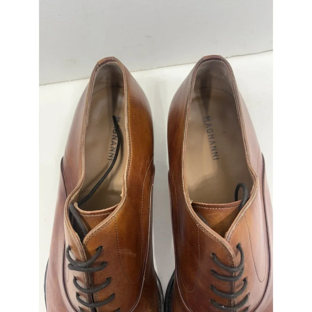 Magnanni Merrion Cognac Brown Leather Derby Dress Shoes Men's Size 11.5